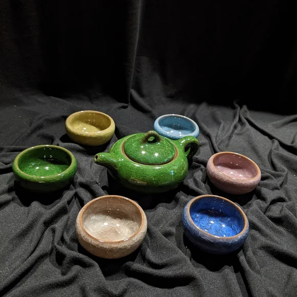 Vintage Ice Cracked Glaze Ceramic Kung Fu Tea Set - Picture 2 of 10